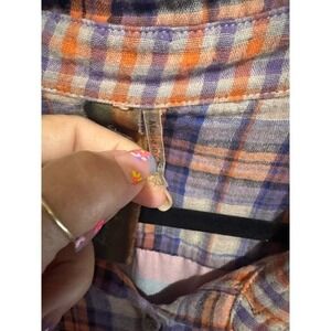 Aratta Silent Journey Mixed Media Plaid Floral Leopard Button Down Shirt XL